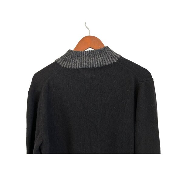 Equipaggiamenti Made In Italy Black & Gray Wool Sweater Half-Zip Ribbed Trim - M - Picture 8 of 11